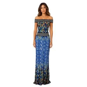 Palacio Abstract Stretch Knit Off Shoulder Maxi Dress Blue Multicolor Size L